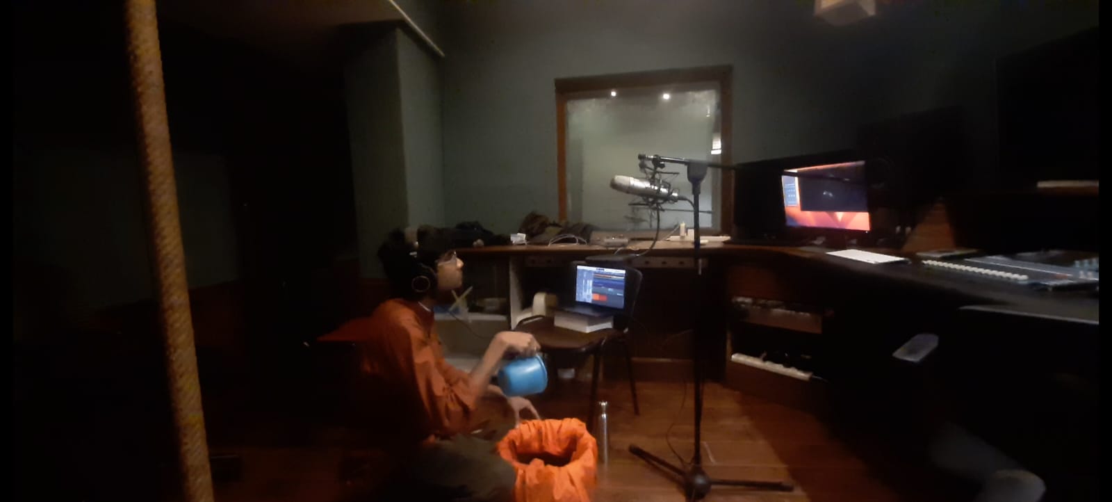 Ananda Bathena in the recording studio