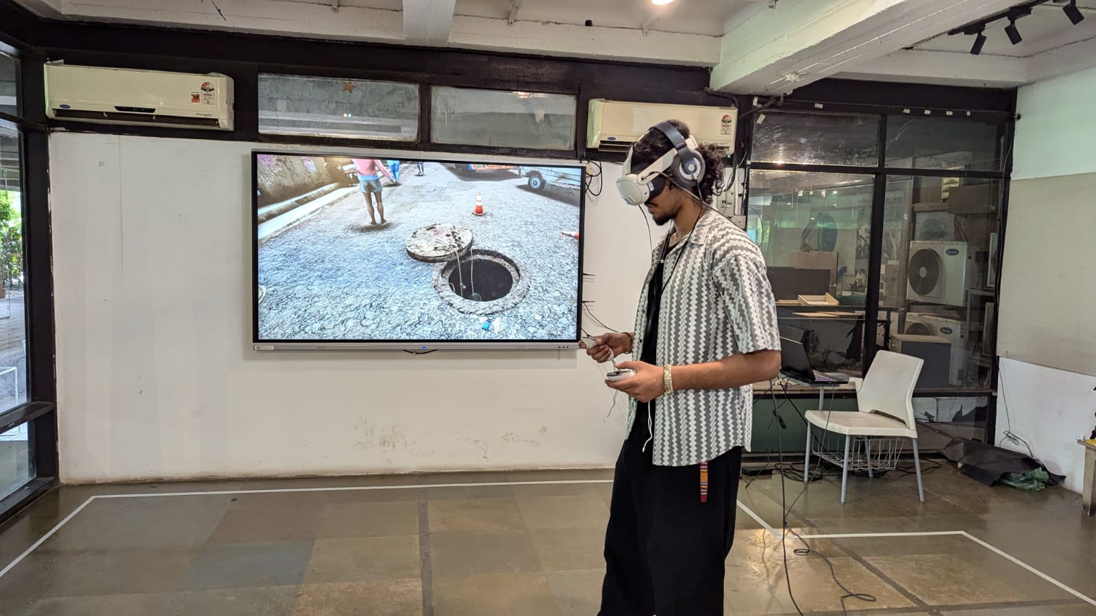 VR headset experience at NID screening